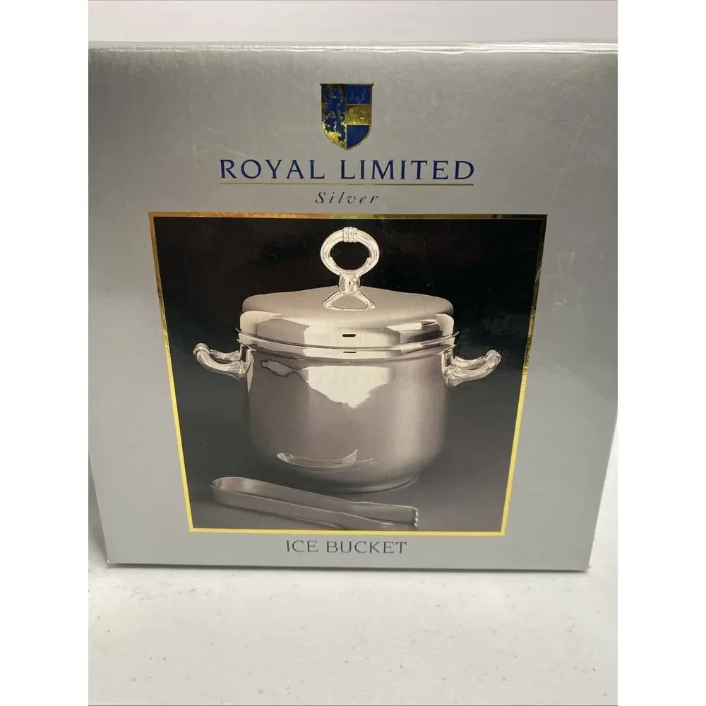 Vintage Royal Limited Silver Silver Plated Ice Bucket With Tongs 1995 NOS
